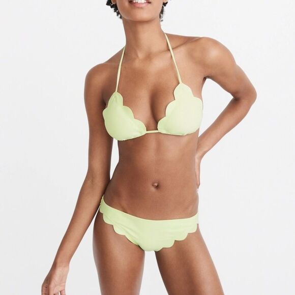 Abercrombie Scallop Triangle Bikini Set Size Large Light Green Swim Top Bottom - Picture 4 of 16